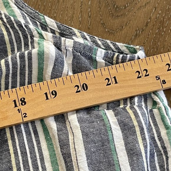 Liz Claiborne Dress Womens Plus Size 1X Striped Linen Cotton Pockets Knee Length - Picture 9 of 11